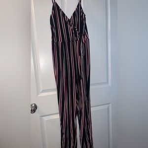 Derek Heart Size large maroon white & Black Jumper pantsuit one piece romper L